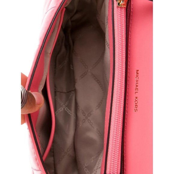 Women's Designer Michael Michael Kors Quilted Pink Leather Shoulder Bag - Picture 8 of 9